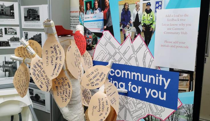 A Gannow Big Local banner with sticky notes attached