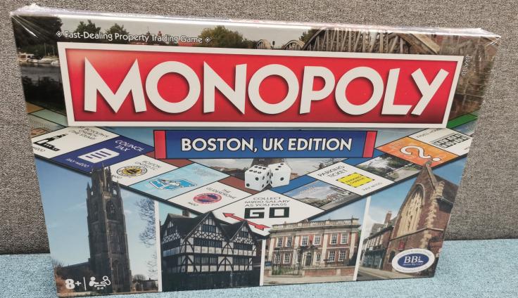 A Monopoly board reading 'Boston UK edition'