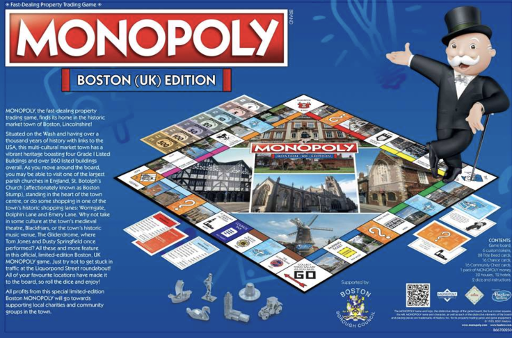 Local landmarks and streets on the Boston Monopoly board. (credit: Boston Big Local)