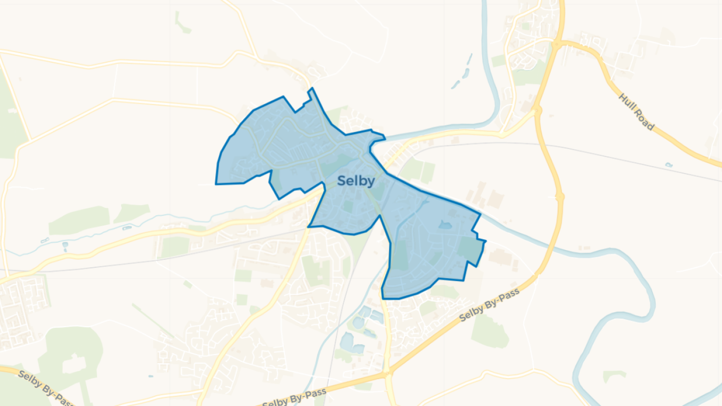 Simple map showing the outline of the Selby Town Big Local area.