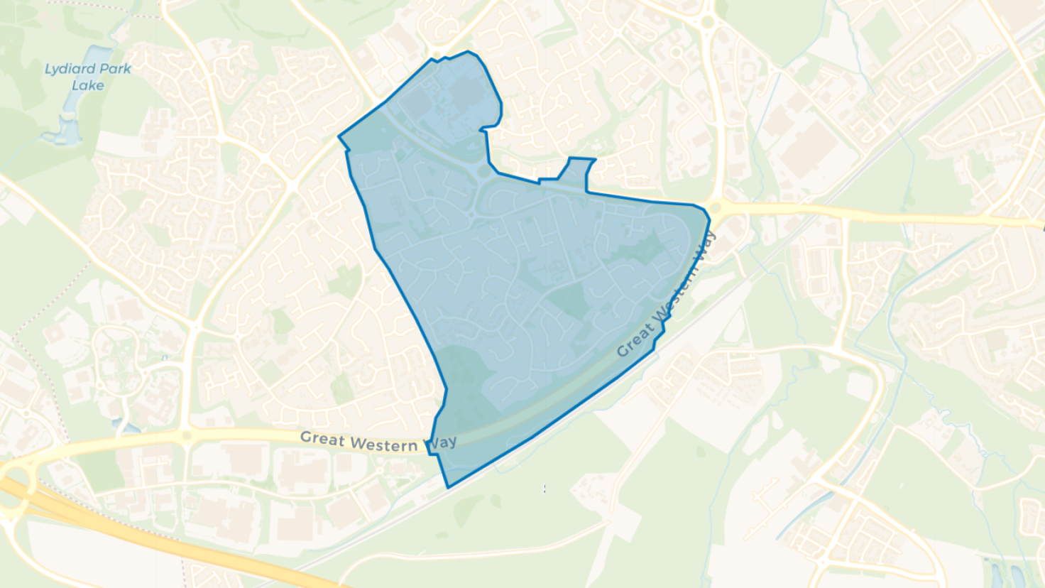 Simple map showing the outline of the Toothill Big Local area.
