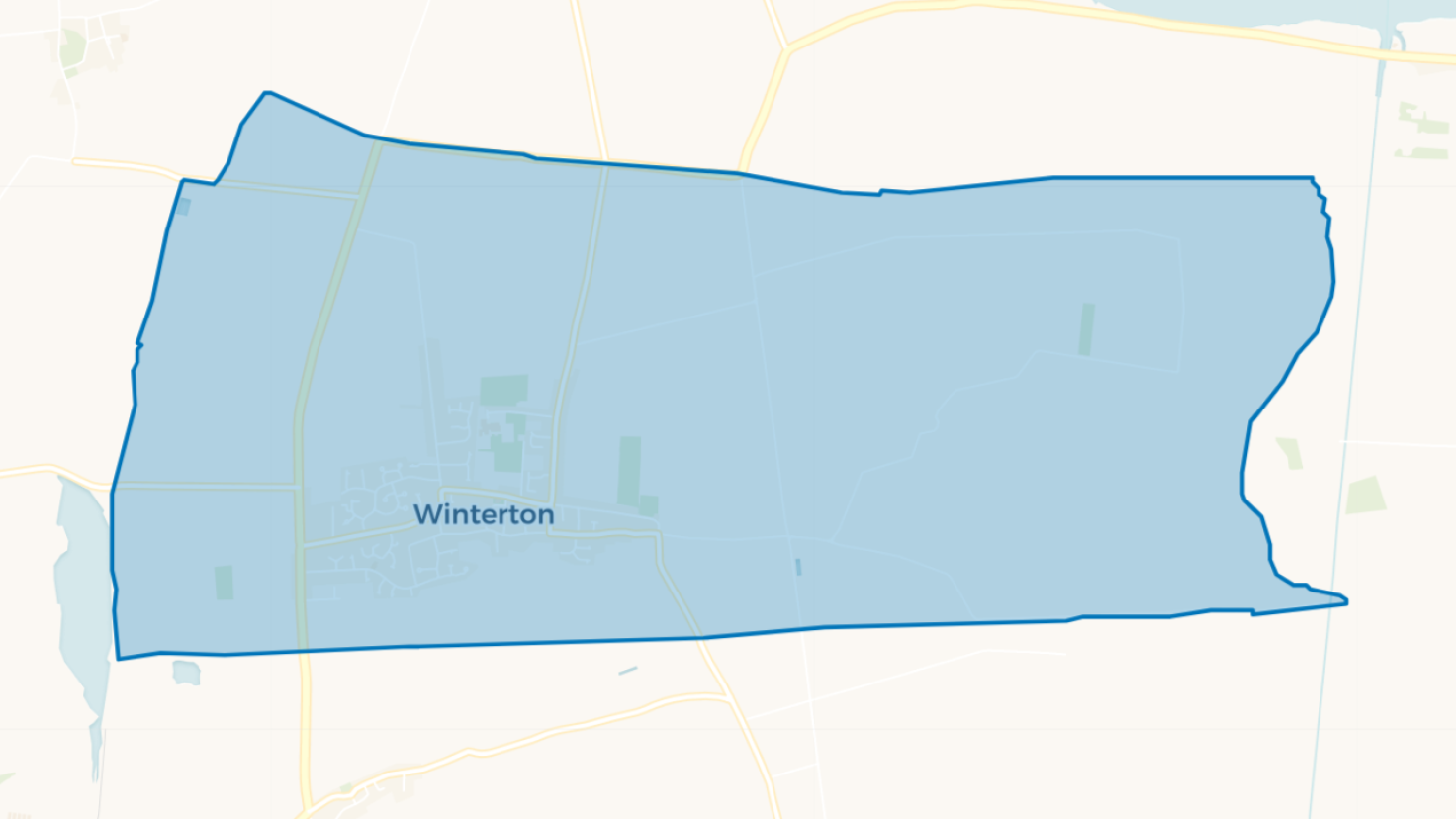 Simple map showing the outline of the Winterton Big Local area.