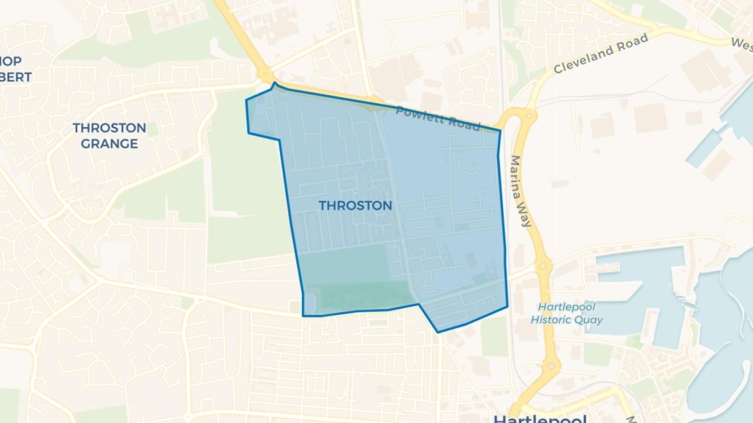 Simple map showing the outline of the Dyke House Big Local area.