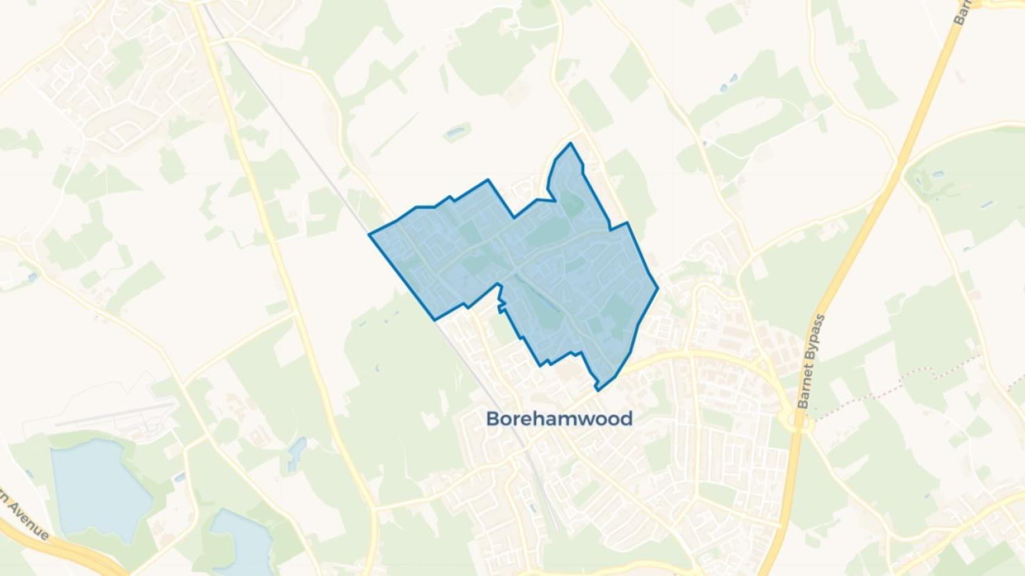 Simle map showing the outline of the Leecliffe (Leeming and Aycliffe) Big Local area