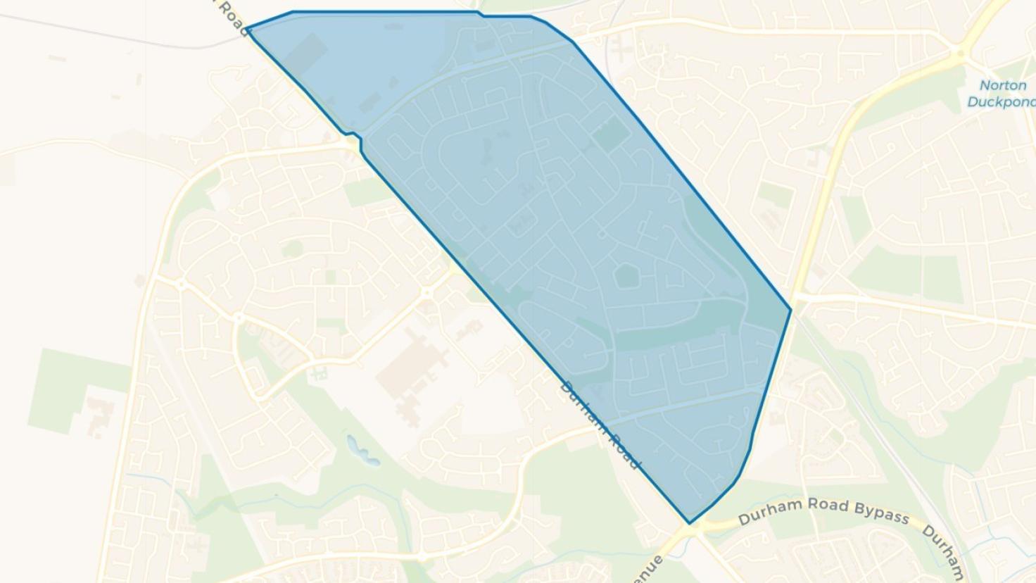 Simple map showing the outline of the Roseworth Ward Big Local area.