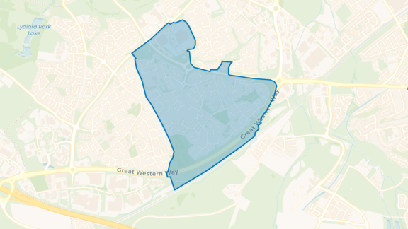 Simple map showing the outline of the Toothill Big Local area.