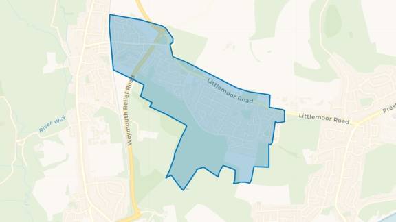 Simple map showing the outline of the Littlemoor Big Local area.