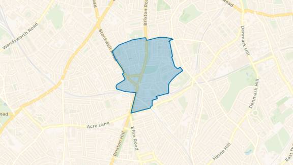 Simple map showing the outline of the North Brixton Big Local area.