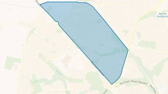 Simple map showing the outline of the Roseworth Ward Big Local area.